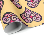 ボーエレガントーハート模様装飾黄色工芸品 ラッピングペーパー (ロールコーナー)