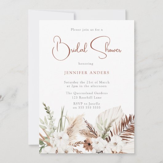 ボーエレガントーブライダルシャワーフローラ 招待状 (正面)