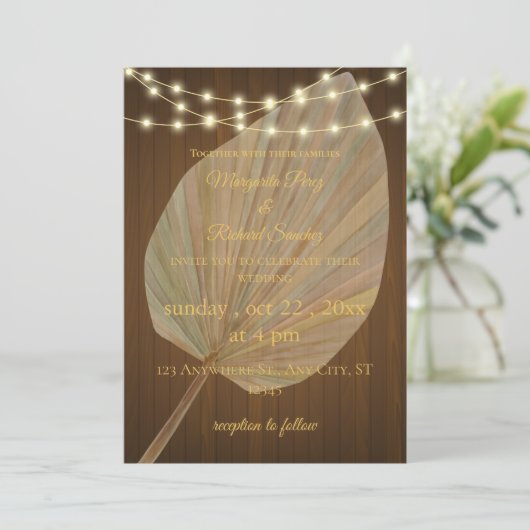 ボーエレガントー結婚式招待状とパームリーフ 招待状 (スタンド正面)