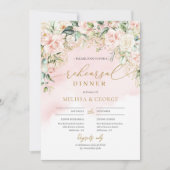 ボーエレガントー赤面バラグリーン金ゴールドリハーサル 招待状 (正面)