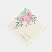 ボーエレガントー赤面ピンクウォーター色フローラ結婚ズ スタンダードランチョンナプキン (角)