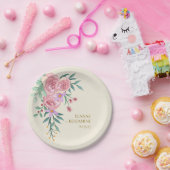 ボーエレガントー赤面ピンクウォーター色フローラ結婚ズ ペーパープレート (パーティー)