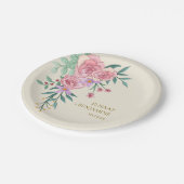 ボーエレガントー赤面ピンクウォーター色フローラ結婚ズ ペーパープレート (アングル)