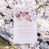 ボーエレガントー赤面ピンクウォーター色フローラ結婚ズ 招待状