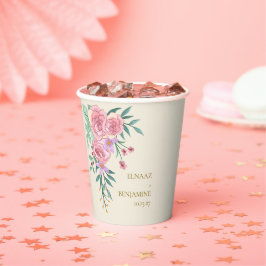 ボーエレガントー赤面ピンクウォーター色フローラ結婚ズ 紙コップ