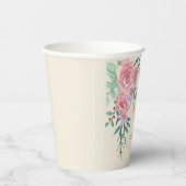 ボーエレガントー赤面ピンクウォーター色フローラ結婚ズ 紙コップ (右)