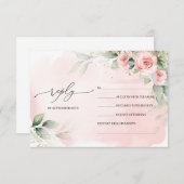 ボーエレガントー赤面フローラ及びユーカリ緑 出欠カード (正面/裏面)