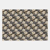 ボーエレガントー3dバラ牡丹ニュートラル自然ネイビー ラッピングペーパーシート (正面2)