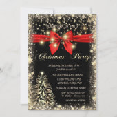 ボーエレガント金ゴールドツリースターズカンパニークリスマス 招待状 (正面)