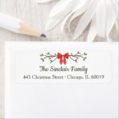 ボーエレガント&ホリーパーソナライズされたクリスマスリターン ラベル (インサイチュ)