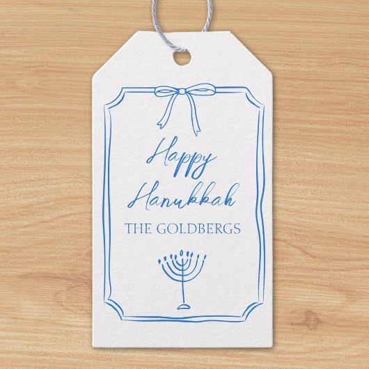 ボーエレガント(ユダヤ教)メノラー名前をカスタムするハッピーハヌカー ギフトタグ