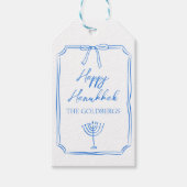 ボーエレガント(ユダヤ教)メノラー名前をカスタムするハッピーハヌカー ギフトタグ (正面)