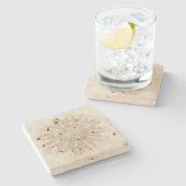 ボーオーガニックースタイル日が差すことマンダラゴールデンホワイト ストーンコースター (横)