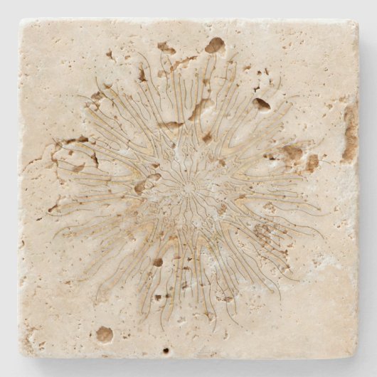 ボーオーガニックースタイル日が差すことマンダラゴールデンホワイト ストーンコースター (正面)