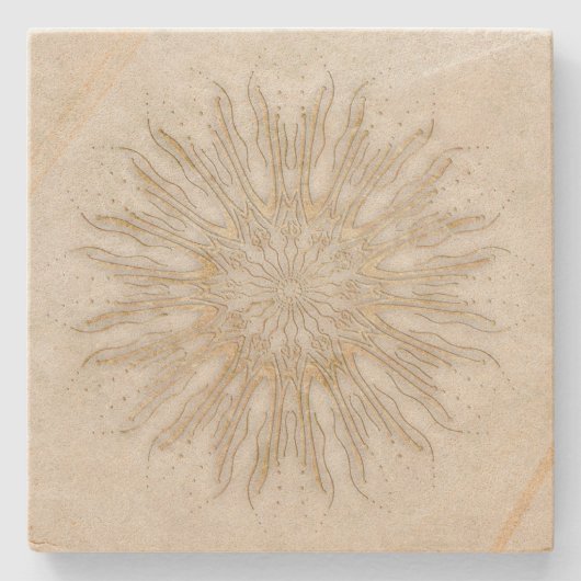 ボーオーガニックースタイル日が差すことマンダラゴールデンホワイト ストーンコースター (正面)