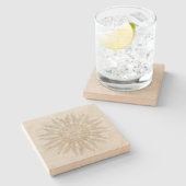 ボーオーガニックースタイル日が差すことマンダラゴールデンホワイト ストーンコースター (横)