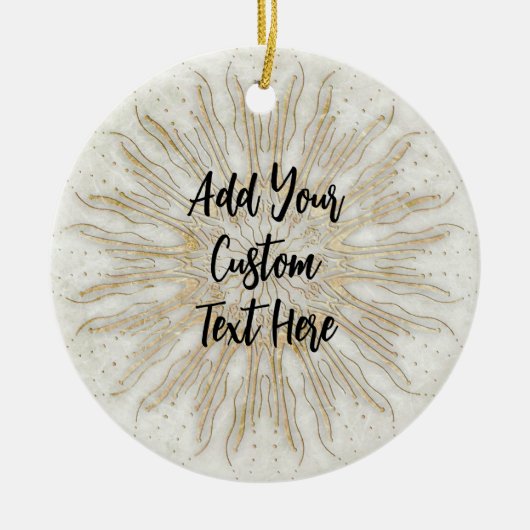 ボーオーガニックースタイル日が差すことマンダラゴールデンホワイト セラミックオーナメント (正面)