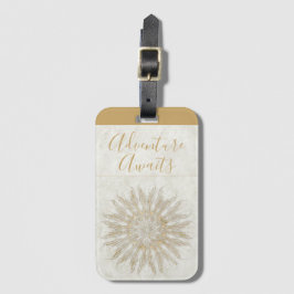 ボーオーガニックースタイル日が差すことマンダラゴールデンホワイト ラゲッジタグ