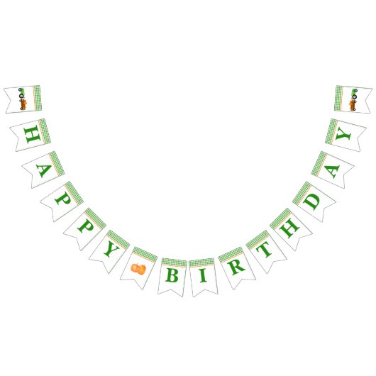 ボーカボンプキンパッチトラクターグリーンハッピーバースデー バンティングフラッグ (全)