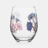 ボーカラフルホかわいらし春の花+名前をカスタムする ステムなしワイングラス (右)