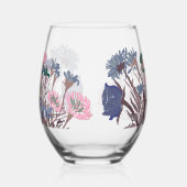 ボーカラフルホかわいらし春の花+名前をカスタムする ステムなしワイングラス (左)