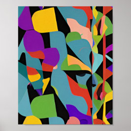 ボーカラフルホモダン抽象芸術アート青赤 ポスター