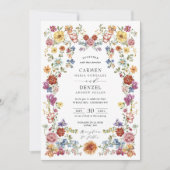 ボーカラフルーフローラガーデンフォトズ結婚ーズ 招待状 (正面)