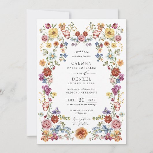 ボーカラフルーフローラガーデンフォトズ結婚ーズ 招待状 (正面)