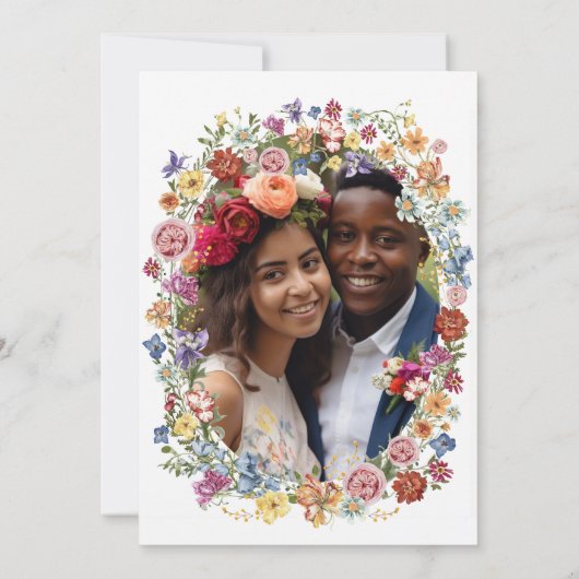 ボーカラフルーフローラガーデンフォトズ結婚ーズ 招待状 (裏面)