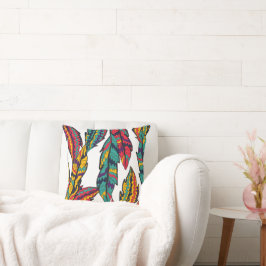 ボーカラフル葉パターン クッション