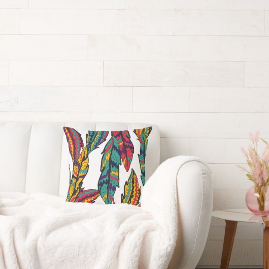 ボーカラフル葉パターン クッション (ソファ)