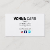 ボーカリストのミュージシャンのための歌手のHeadshot 名刺 (裏面)