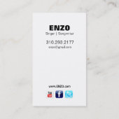 ボーカリストのミュージシャンのための歌手のHeadshot 名刺 (裏面)