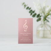 ボーカリストの歌手の音楽的なクレフ、音符記号のロゴのばら色の金ゴールド音楽 名刺 (スタンド正面)