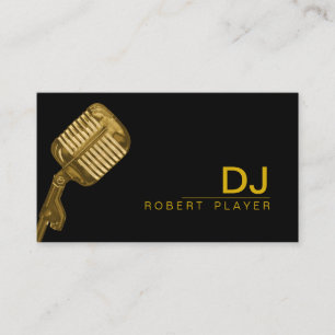 ボーカリストの歌手DJの音楽の先生のマイクロフォンの金ゴールド 名刺