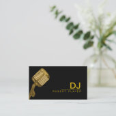 ボーカリストの歌手DJの音楽の先生のマイクロフォンの金ゴールド 名刺 (スタンド正面)