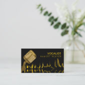 ボーカリストの歌手DJの音楽の先生のマイクロフォンの金ゴールド 名刺 (スタンド正面)