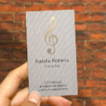 ボーカリストシンガーミュージカルクレフ、 音符記号ロゴリネン音楽 名刺<br><div class="desc">ミュージカルクレフ、 音符記号ロゴボーカリストヴィンテージリネン音楽ビジネスカード。</div>