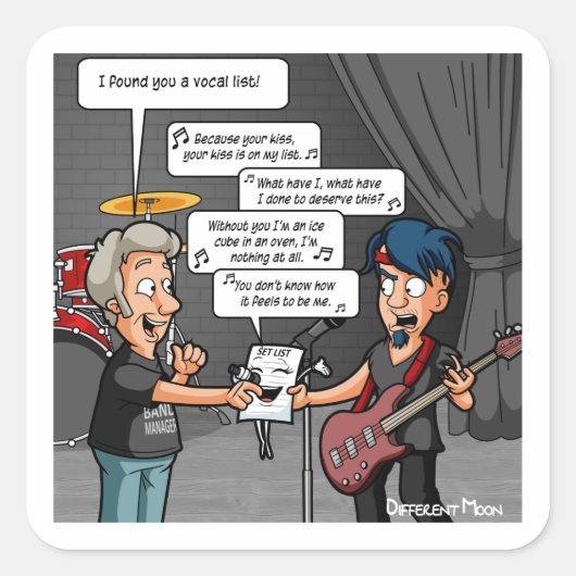 ボーカリスト音楽ユーモアプおもしろいン・スクエア・ステッカー スクエアシール (正面)