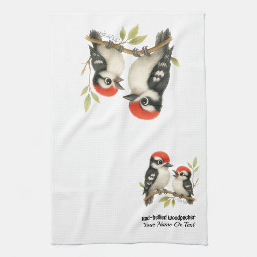 ボーカルアカゲラ キッチンタオル (縦)