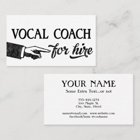 ボーカルコーチビジネスカード – カッコいいヴィンテージ 名刺 (正面/裏面)