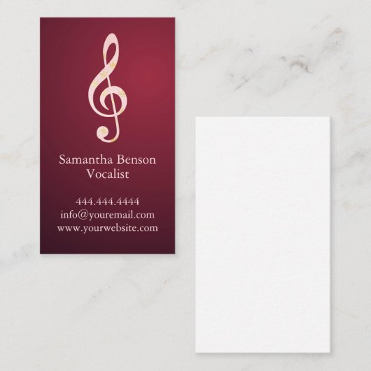 ボーカルモダン歌手ミュージカルクレフ、 音符記号ロゴミュージック 名刺 (正面/裏面)