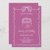 ボーガーリーケーキファースト誕生日招待状 招待状 (正面/裏面)