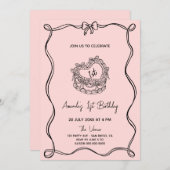 ボーガーリーファースト誕生日 招待状 (正面/裏面)