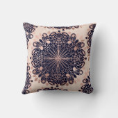 ボーガーリーーバラ金ゴールド赤面ピンクネイビーマンダラス クッション (裏面)