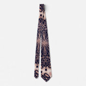 ボーガーリーーバラ金ゴールド赤面ピンクネイビーマンダラス ネクタイ (裏面)