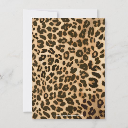 ボーガールベビーシャワー付きヒョウ柄招待状 招待状 (裏面)