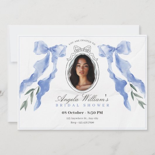 ボークラシックフエレガントトブライダルシャワー 招待状 (正面)