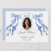 ボークラシックフエレガントフォト誕生日 招待状 (正面/裏面)