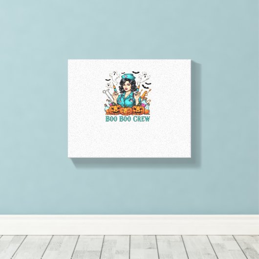 ボークルーハロウィーンナースとシリンジとパム キャンバスプリント (インサイチュ (ウッドフロア))